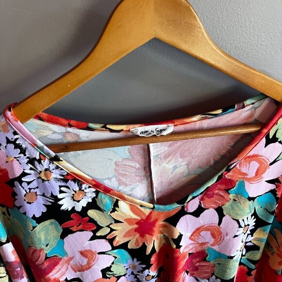 Cream & Sugar T-Shirt Floral Colourful Made in USA Plus Size 2X - Picture 5 of 8